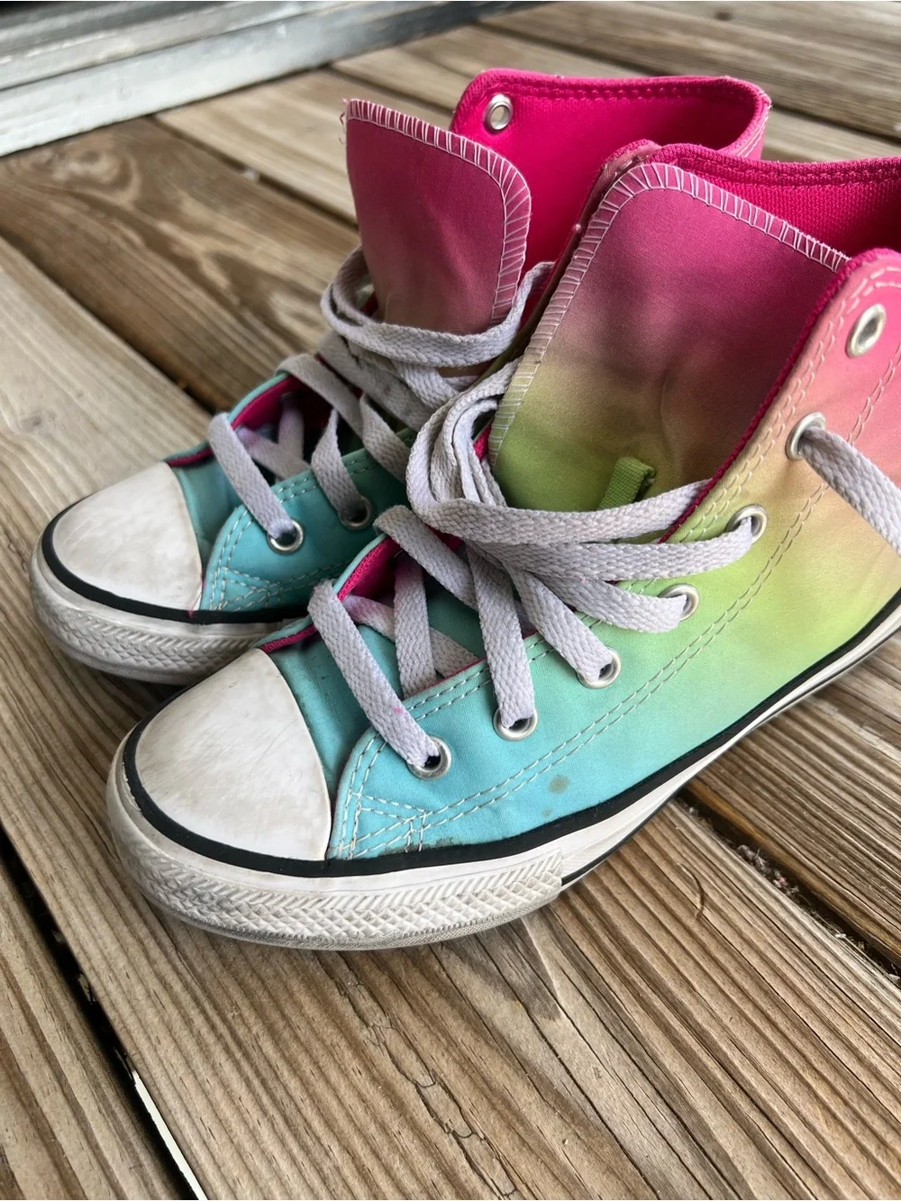 Converse Kids High Top Sneakers - Pink, Teal, Lime Gradient